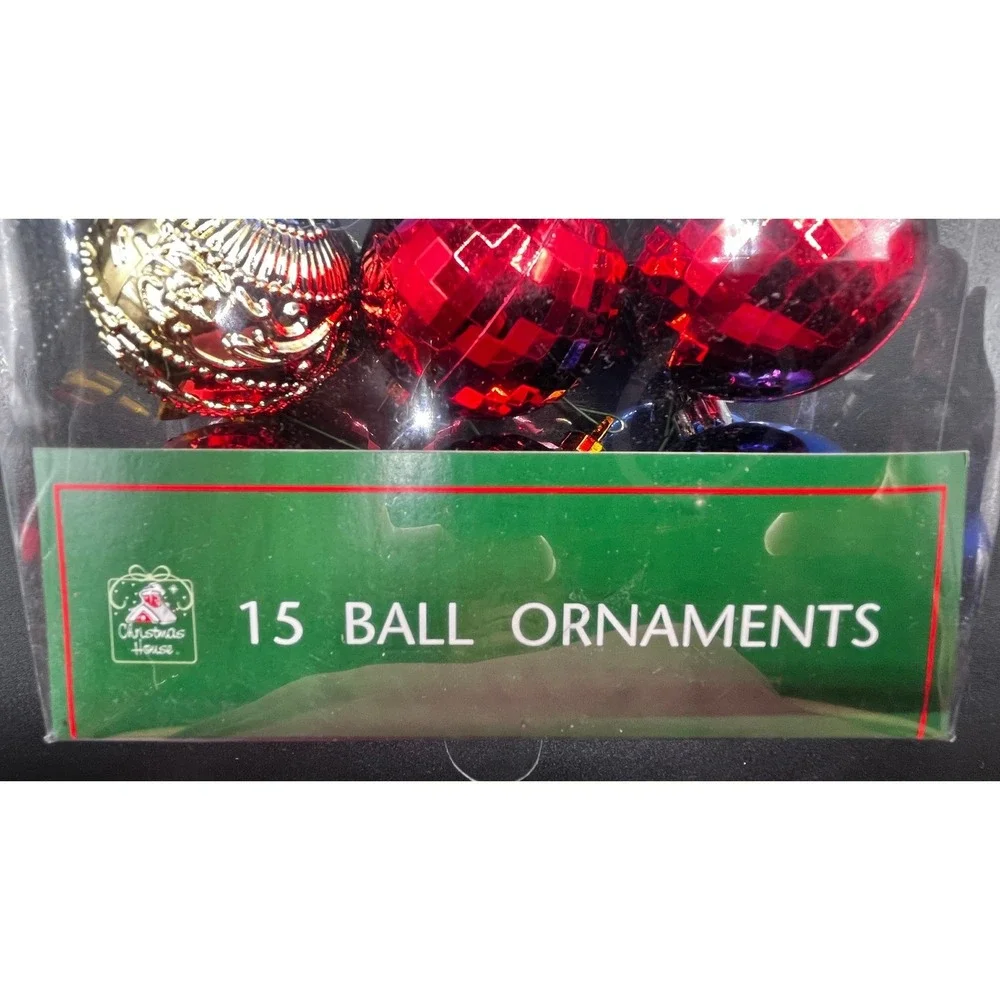 Christmas House 60ct Ball Ornaments Red Blue Silver Gold Disco Faceted 4 Packs